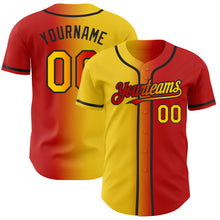 Load image into Gallery viewer, Custom Red Yellow-Black Authentic Gradient Fashion Baseball Jersey