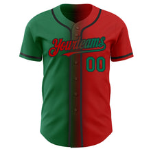 Load image into Gallery viewer, Custom Red Kelly Green-Black Authentic Gradient Fashion Baseball Jersey