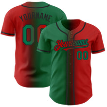 Load image into Gallery viewer, Custom Red Kelly Green-Black Authentic Gradient Fashion Baseball Jersey