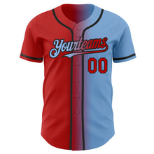 Load image into Gallery viewer, Custom Light Blue Red-Black Authentic Gradient Fashion Baseball Jersey