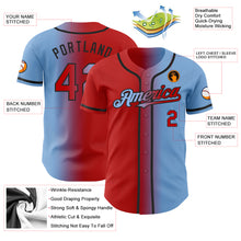 Load image into Gallery viewer, Custom Light Blue Red-Black Authentic Gradient Fashion Baseball Jersey