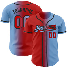 Load image into Gallery viewer, Custom Light Blue Red-Black Authentic Gradient Fashion Baseball Jersey