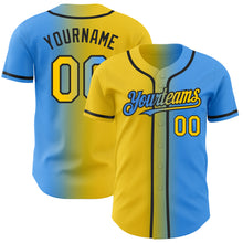 Load image into Gallery viewer, Custom Electric Blue Yellow-Black Authentic Gradient Fashion Baseball Jersey