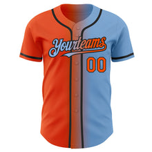 Load image into Gallery viewer, Custom Light Blue Orange-Black Authentic Gradient Fashion Baseball Jersey