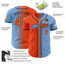 Load image into Gallery viewer, Custom Light Blue Orange-Black Authentic Gradient Fashion Baseball Jersey