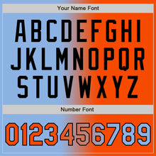 Load image into Gallery viewer, Custom Light Blue Orange-Black Authentic Gradient Fashion Baseball Jersey