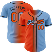 Load image into Gallery viewer, Custom Light Blue Orange-Black Authentic Gradient Fashion Baseball Jersey