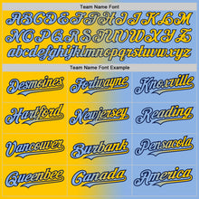 Load image into Gallery viewer, Custom Light Blue Yellow-Navy Authentic Gradient Fashion Baseball Jersey