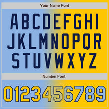 Load image into Gallery viewer, Custom Light Blue Yellow-Navy Authentic Gradient Fashion Baseball Jersey