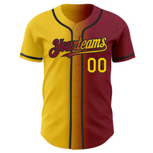 Load image into Gallery viewer, Custom Crimson Yellow-Black Authentic Gradient Fashion Baseball Jersey