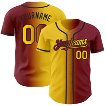 Load image into Gallery viewer, Custom Crimson Yellow-Black Authentic Gradient Fashion Baseball Jersey