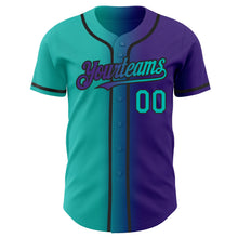 Load image into Gallery viewer, Custom Purple Aqua-Black Authentic Gradient Fashion Baseball Jersey