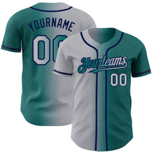 Load image into Gallery viewer, Custom Teal Gray-Navy Authentic Gradient Fashion Baseball Jersey
