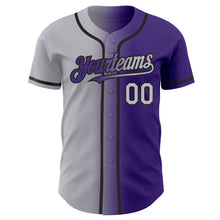Load image into Gallery viewer, Custom Purple Gray-Black Authentic Gradient Fashion Baseball Jersey