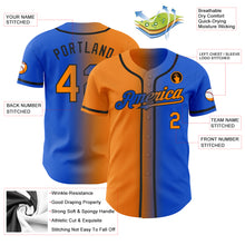 Load image into Gallery viewer, Custom Thunder Blue Bay Orange-Black Authentic Gradient Fashion Baseball Jersey