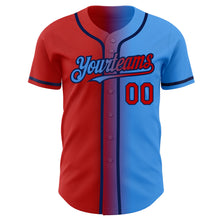 Load image into Gallery viewer, Custom Electric Blue Red-Navy Authentic Gradient Fashion Baseball Jersey