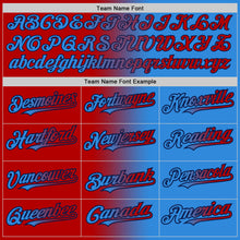 Load image into Gallery viewer, Custom Electric Blue Red-Navy Authentic Gradient Fashion Baseball Jersey