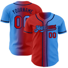 Load image into Gallery viewer, Custom Electric Blue Red-Navy Authentic Gradient Fashion Baseball Jersey