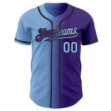 Load image into Gallery viewer, Custom Purple Light Blue-Black Authentic Gradient Fashion Baseball Jersey