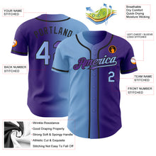 Load image into Gallery viewer, Custom Purple Light Blue-Black Authentic Gradient Fashion Baseball Jersey