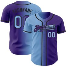 Load image into Gallery viewer, Custom Purple Light Blue-Black Authentic Gradient Fashion Baseball Jersey