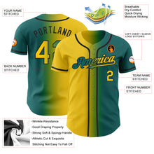 Load image into Gallery viewer, Custom Teal Yellow-Black Authentic Gradient Fashion Baseball Jersey