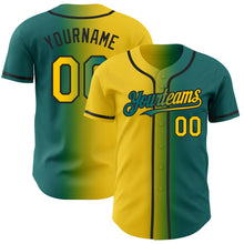 Load image into Gallery viewer, Custom Teal Yellow-Black Authentic Gradient Fashion Baseball Jersey