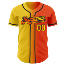 Load image into Gallery viewer, Custom Orange Yellow-Black Authentic Gradient Fashion Baseball Jersey
