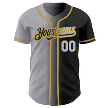 Load image into Gallery viewer, Custom Black Gray-Old Gold Authentic Gradient Fashion Baseball Jersey