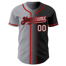 Load image into Gallery viewer, Custom Black Gray-Red Authentic Gradient Fashion Baseball Jersey
