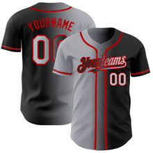 Load image into Gallery viewer, Custom Black Gray-Red Authentic Gradient Fashion Baseball Jersey