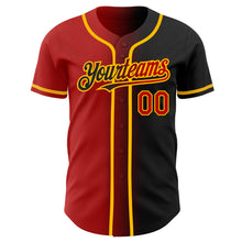 Load image into Gallery viewer, Custom Black Red-Gold Authentic Gradient Fashion Baseball Jersey