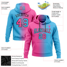 Load image into Gallery viewer, Custom Stitched Sky Blue Pink-Black Gradient Fashion Sports Pullover Sweatshirt Hoodie