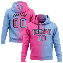 Load image into Gallery viewer, Custom Stitched Light Blue Pink-Black Gradient Fashion Sports Pullover Sweatshirt Hoodie