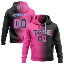 Load image into Gallery viewer, Custom Stitched Black Pink-Light Blue Gradient Fashion Sports Pullover Sweatshirt Hoodie
