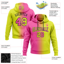 Load image into Gallery viewer, Custom Stitched Neon Yellow Pink-Black Gradient Fashion Sports Pullover Sweatshirt Hoodie