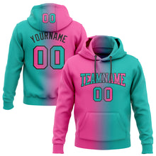 Load image into Gallery viewer, Custom Stitched Aqua Pink-Black Gradient Fashion Sports Pullover Sweatshirt Hoodie