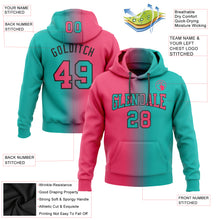 Load image into Gallery viewer, Custom Stitched Aqua Neon Pink-Black Gradient Fashion Sports Pullover Sweatshirt Hoodie