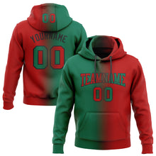Load image into Gallery viewer, Custom Stitched Red Kelly Green-Black Gradient Fashion Sports Pullover Sweatshirt Hoodie