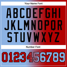 Load image into Gallery viewer, Custom Stitched Light Blue Red-Black Gradient Fashion Sports Pullover Sweatshirt Hoodie