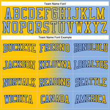 Load image into Gallery viewer, Custom Stitched Light Blue Yellow-Navy Gradient Fashion Sports Pullover Sweatshirt Hoodie