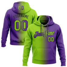 Load image into Gallery viewer, Custom Stitched Purple Neon Green-Black Gradient Fashion Sports Pullover Sweatshirt Hoodie