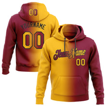 Load image into Gallery viewer, Custom Stitched Maroon Gold-Black Gradient Fashion Sports Pullover Sweatshirt Hoodie