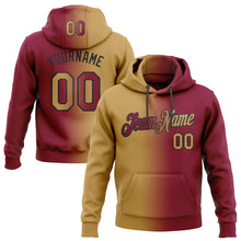 Load image into Gallery viewer, Custom Stitched Maroon Old Gold-Black Gradient Fashion Sports Pullover Sweatshirt Hoodie