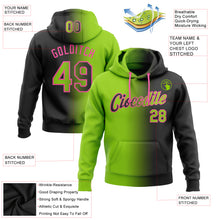 Load image into Gallery viewer, Custom Stitched Black Neon Green-Pink Gradient Fashion Sports Pullover Sweatshirt Hoodie