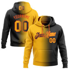 Load image into Gallery viewer, Custom Stitched Black Gold-Orange Gradient Fashion Sports Pullover Sweatshirt Hoodie