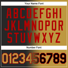 Load image into Gallery viewer, Custom Stitched Black Old Gold-Red Gradient Fashion Sports Pullover Sweatshirt Hoodie