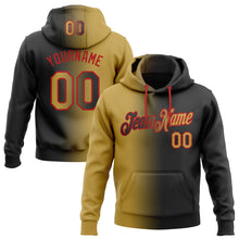 Load image into Gallery viewer, Custom Stitched Black Old Gold-Red Gradient Fashion Sports Pullover Sweatshirt Hoodie