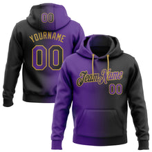 Load image into Gallery viewer, Custom Stitched Black Purple-Old Gold Gradient Fashion Sports Pullover Sweatshirt Hoodie