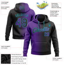 Load image into Gallery viewer, Custom Stitched Black Purple-Teal Gradient Fashion Sports Pullover Sweatshirt Hoodie